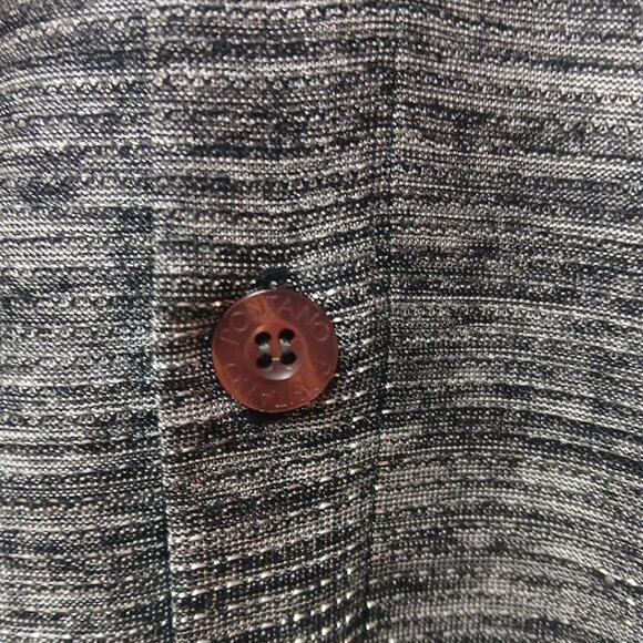 Positano Vintage Men's Silver Black Shiny Disco Buttondown Shirt Size Medium - Picture 5 of 11